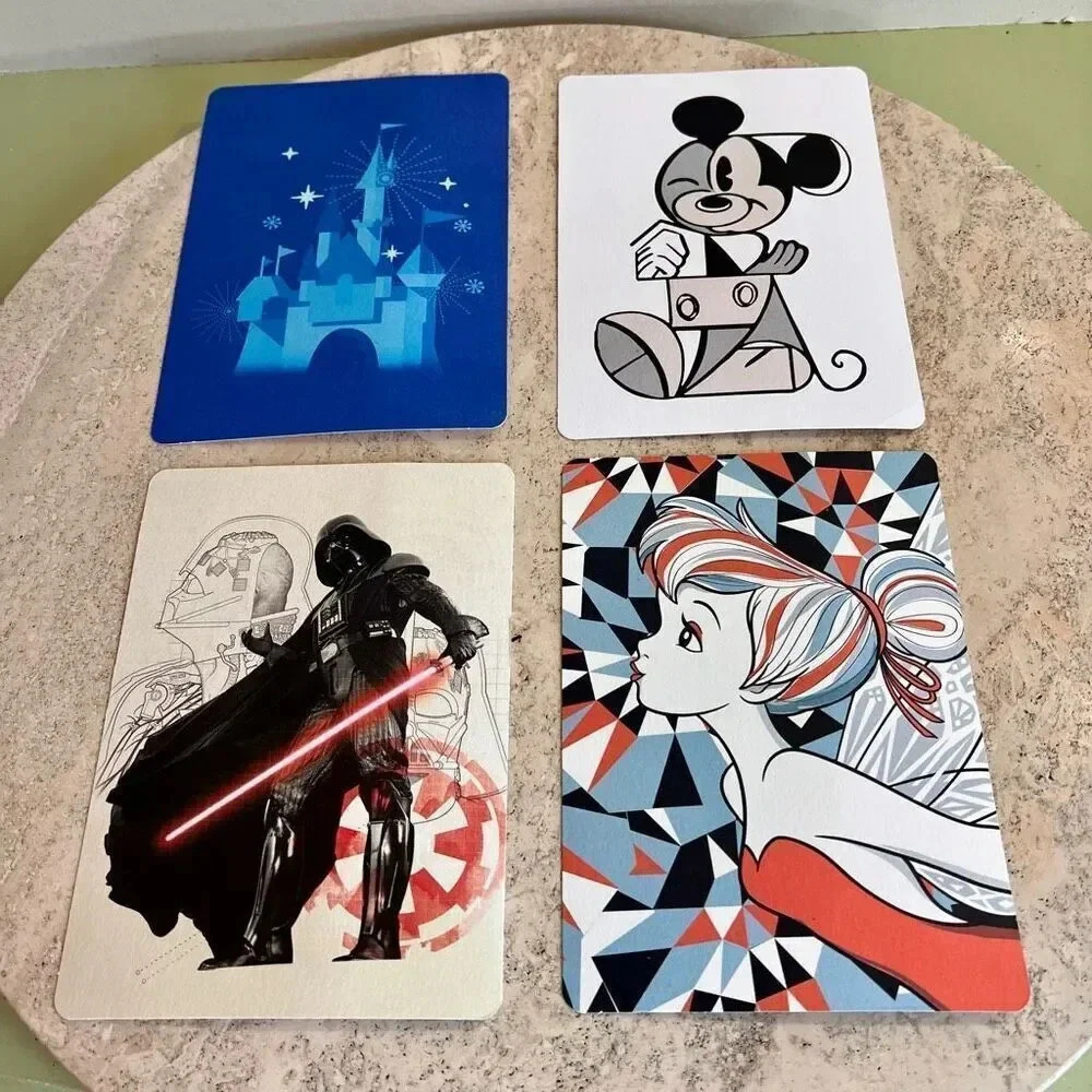 4 Disney Rewards Visa Postcards Darth Vader Mickey Mouse Castle Tinker Bell